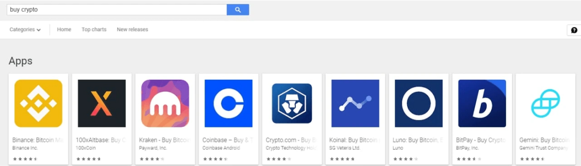 Google Play Store app ranking chart – crypto ASO results showing download growth